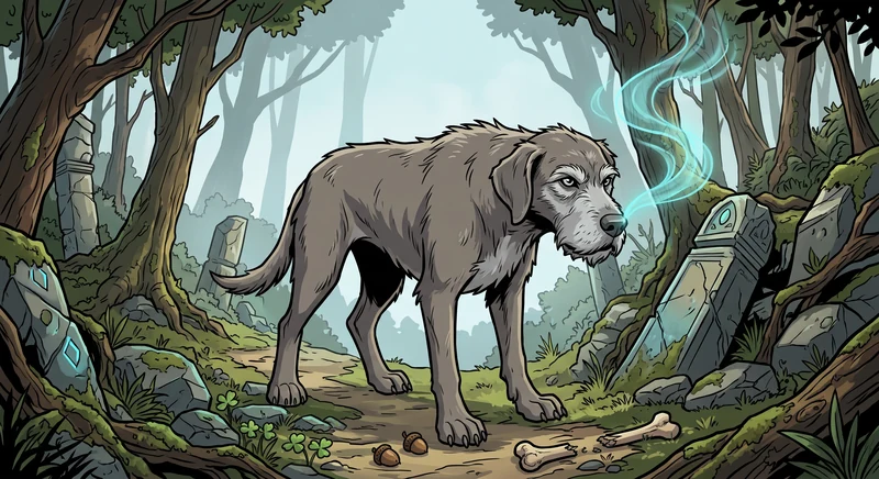 Dustie - Slate-Gray Hound Character Portrait in The Tales of Arthur Vance